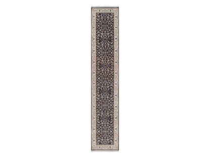Nain Traditional hand-knotted wool/silk runner in Blue, 2'6" x 13'3", SKU O091076
