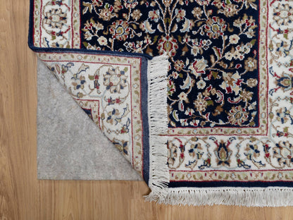 Nain Traditional hand-knotted wool/silk runner in Blue, 2'6" x 13'3", SKU O091076