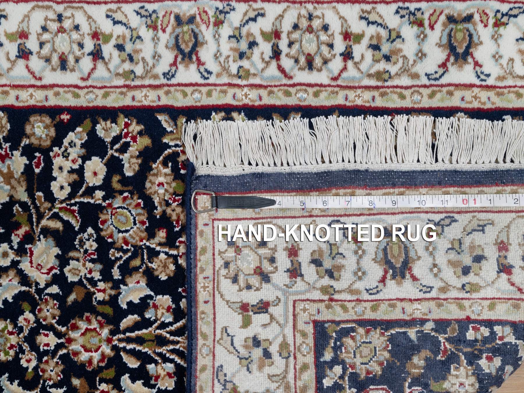 Nain Traditional hand-knotted wool/silk runner in Blue, 2'6" x 13'3", SKU O091076