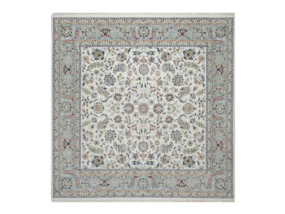 Ivory 10'1" x 10'2" Fine Oriental Hand knotted Wool/Silk Rug - Sku: O091079