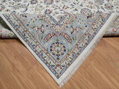 Ivory 10'1" x 10'2" Fine Oriental Hand knotted Wool/Silk Rug - Sku: O091079