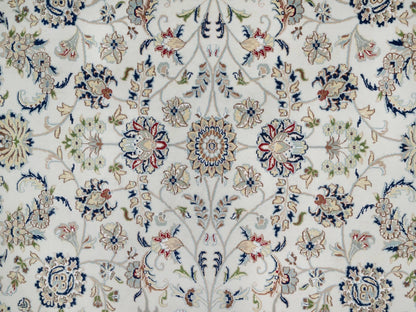 Ivory 10'1" x 10'2" Fine Oriental Hand knotted Wool/Silk Rug - Sku: O091079