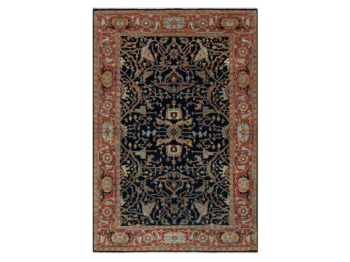 Heriz Traditional hand-knotted wool rug in Blue, 6'2" x 9'2", SKU O091086