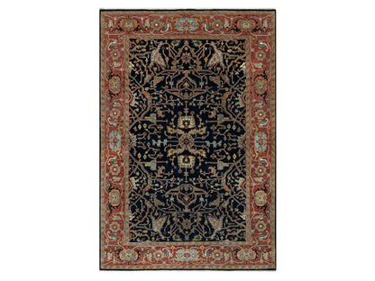 Heriz Traditional hand-knotted wool rug in Blue, 6'2" x 9'2", SKU O091086