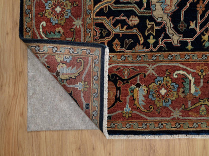 Blue 6'2" x 9'2" Heriz Hand knotted Wool Rug - Sku: O091086