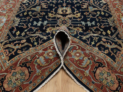 Heriz Traditional hand-knotted wool rug in Blue, 6'2" x 9'2", SKU O091086