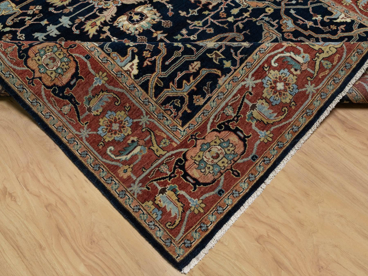 Heriz Traditional hand-knotted wool rug in Blue, 6'2" x 9'2", SKU O091086