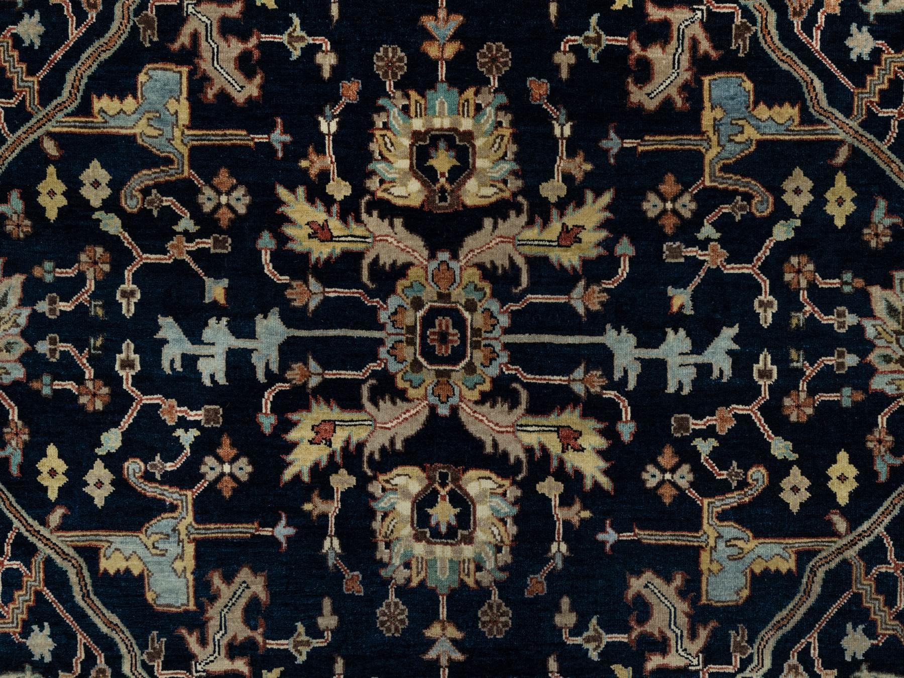 Heriz Traditional hand-knotted wool rug in Blue, 6'2" x 9'2", SKU O091086