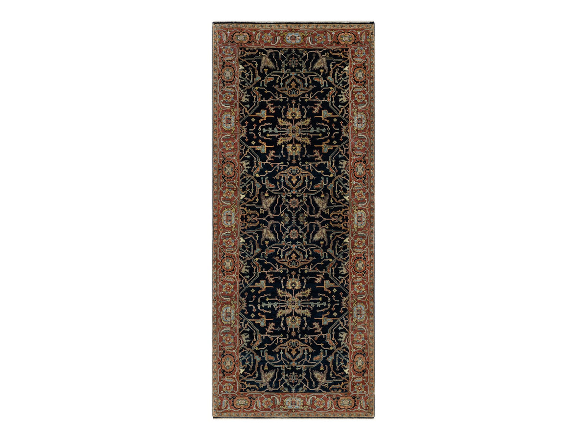 Heriz Traditional hand-knotted wool runner in Blue, 4'2" x 10'2", SKU O091088