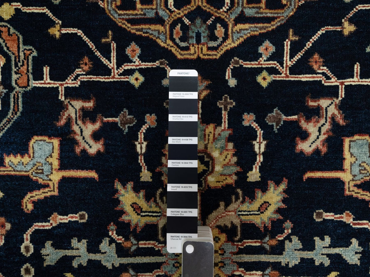 Heriz Traditional hand-knotted wool runner in Blue, 4'2" x 10'2", SKU O091088