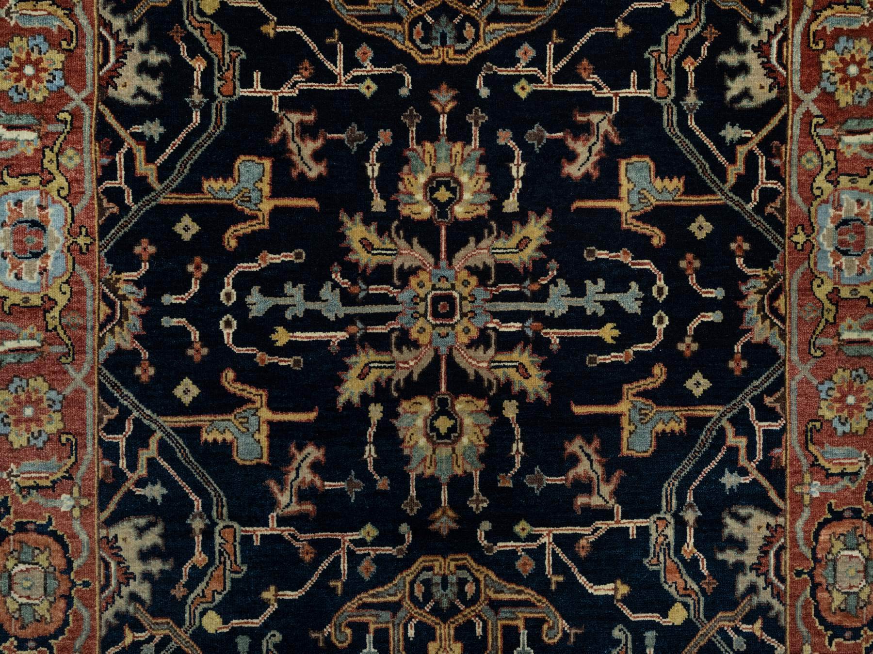 Heriz Traditional hand-knotted wool runner in Blue, 4'2" x 10'2", SKU O091088