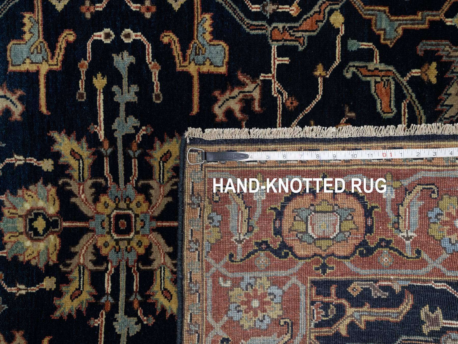 Heriz Traditional hand-knotted wool runner in Blue, 4'2" x 10'2", SKU O091088