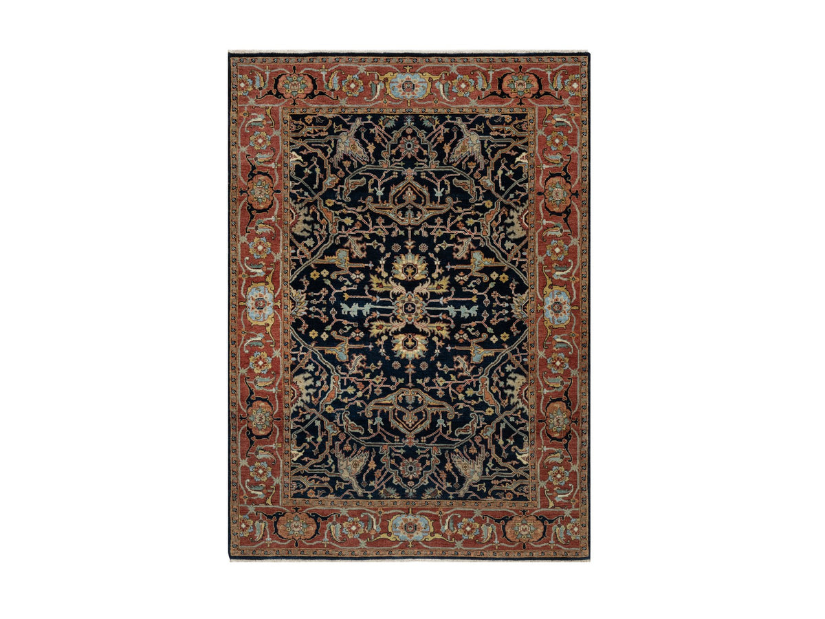 Heriz Traditional hand-knotted wool rug in Blue, 5'0" x 7'2", SKU O091099