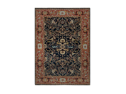 Heriz Traditional hand-knotted wool rug in Blue, 5'0" x 7'2", SKU O091099