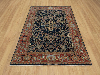 Heriz Traditional hand-knotted wool rug in Blue, 5'0" x 7'2", SKU O091099