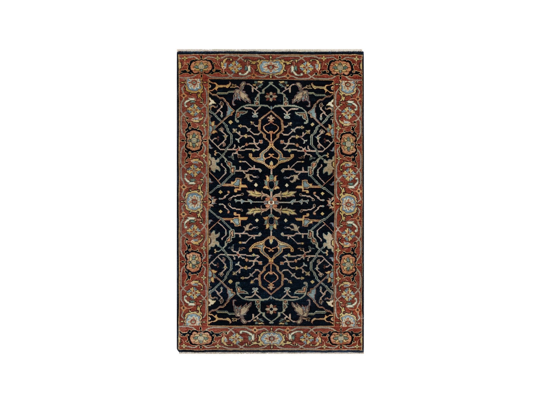 Heriz Traditional hand-knotted wool rug in Blue, 3'1" x 5'2", SKU O091101