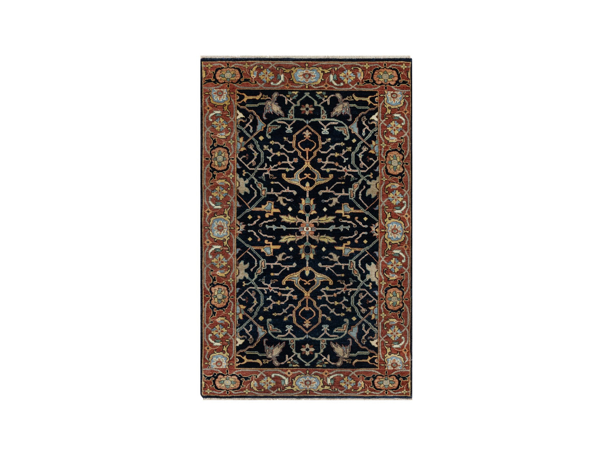 Heriz Traditional hand-knotted wool rug in Blue, 3'1" x 5'2", SKU O091101