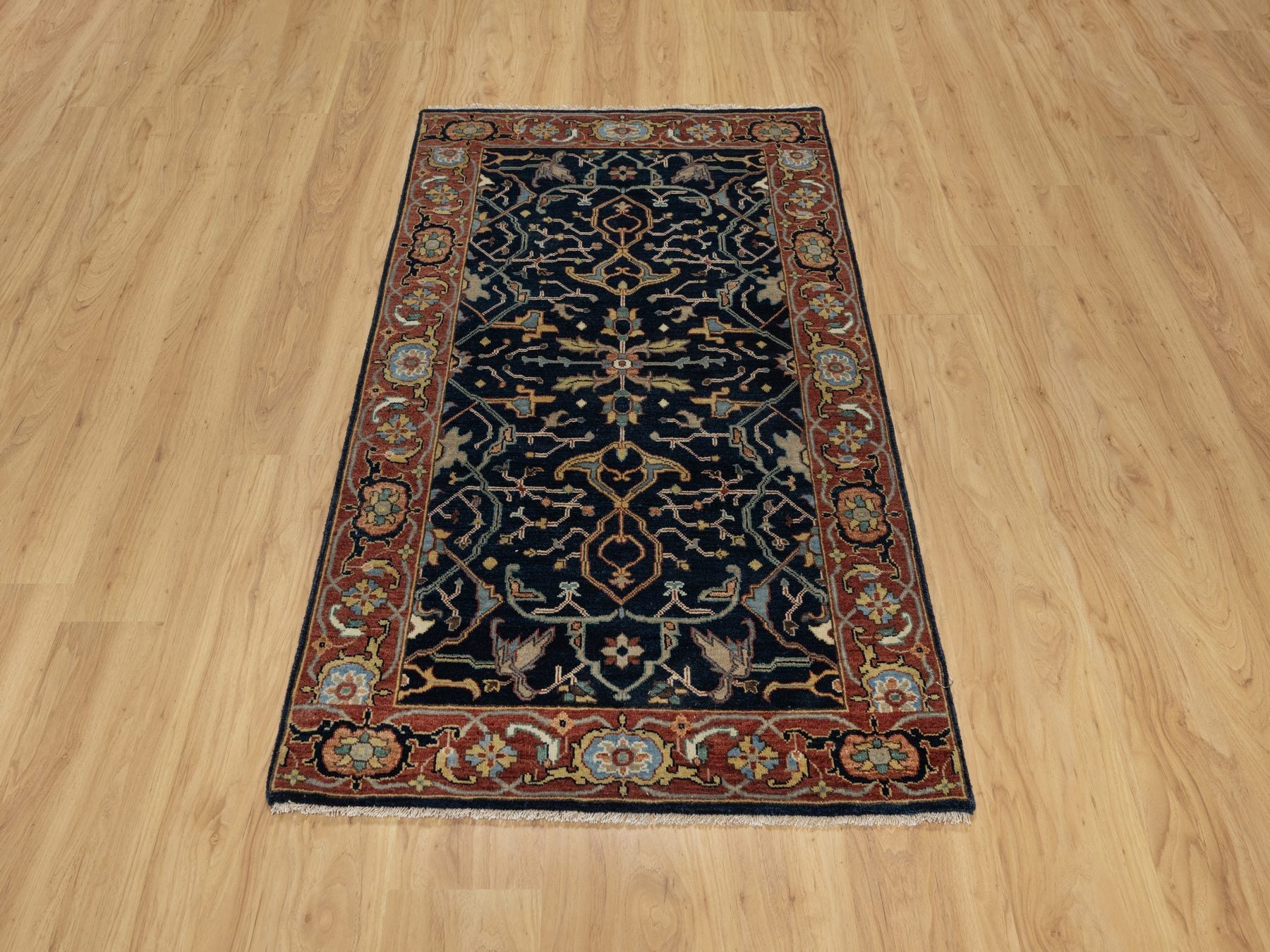 Heriz Traditional hand-knotted wool rug in Blue, 3'1" x 5'2", SKU O091101