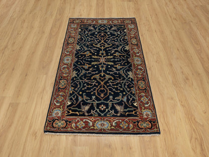 Blue 3'1" x 5'2" Heriz Hand knotted Wool Rug - Sku: O091101