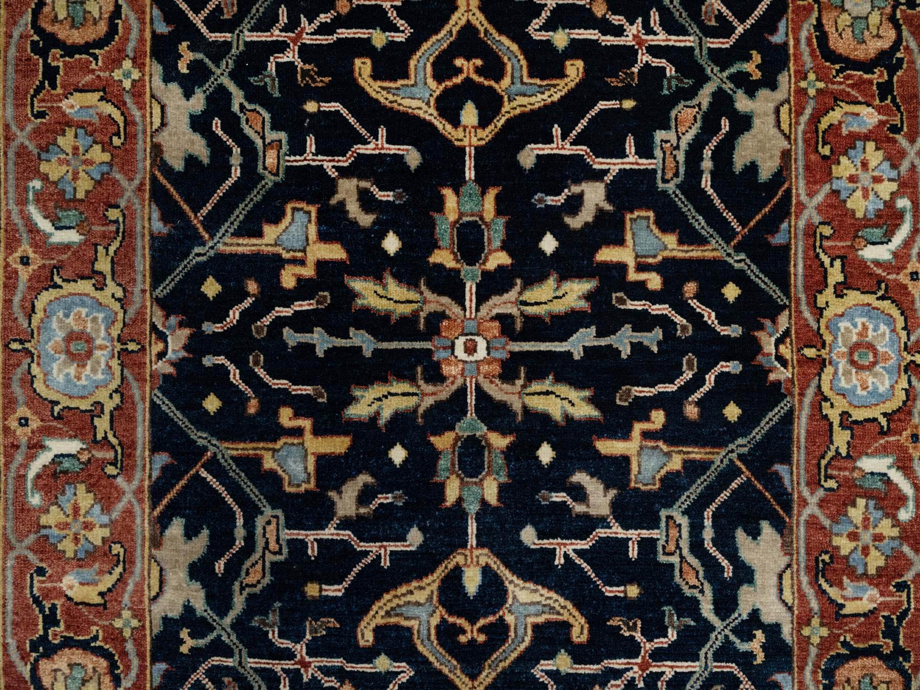 Heriz Traditional hand-knotted wool rug in Blue, 3'1" x 5'2", SKU O091101
