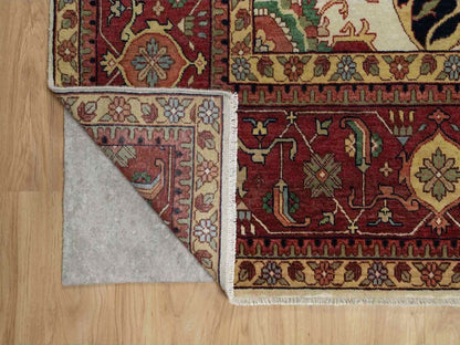 Ivory 12'0" x 12'3" Heriz Hand knotted Wool Rug - Sku: O091107
