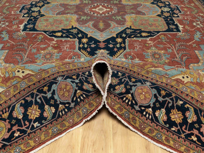 Red 11'9" x 15'4" Traditional Hand knotted Wool Rug - Sku: O091109