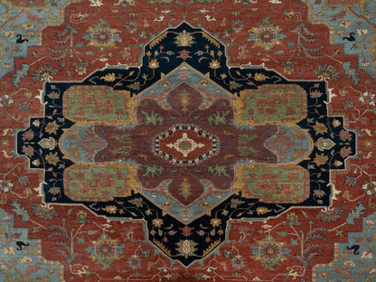 Red 11'9" x 15'4" Traditional Hand knotted Wool Rug - Sku: O091109