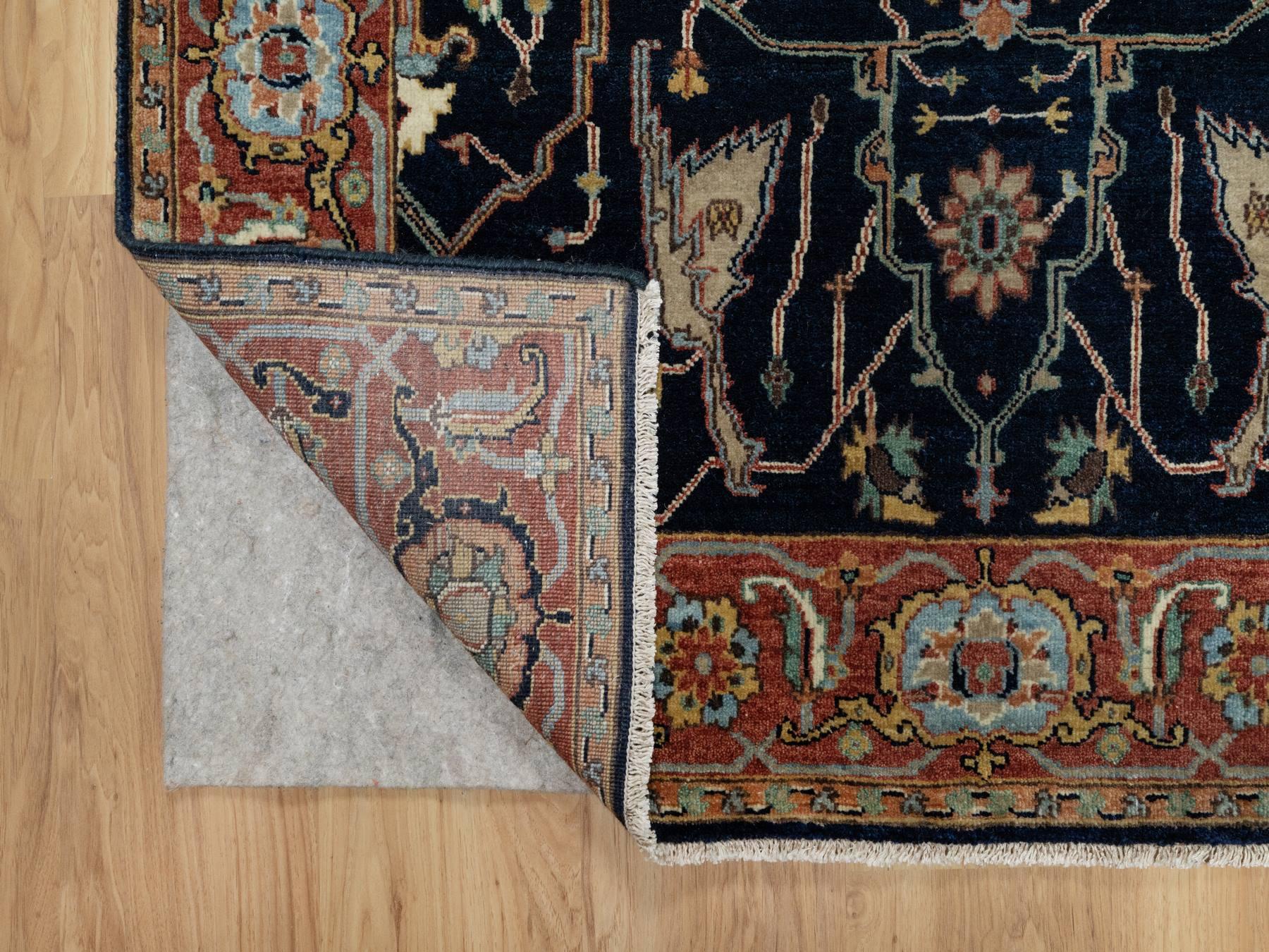Heriz Traditional hand-knotted wool runner in Blue, 4'2" x 8'1", SKU O091110