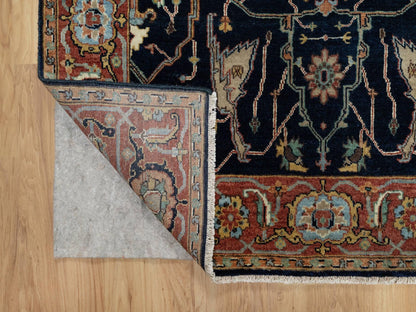 Heriz Traditional hand-knotted wool runner in Blue, 4'2" x 8'1", SKU O091110