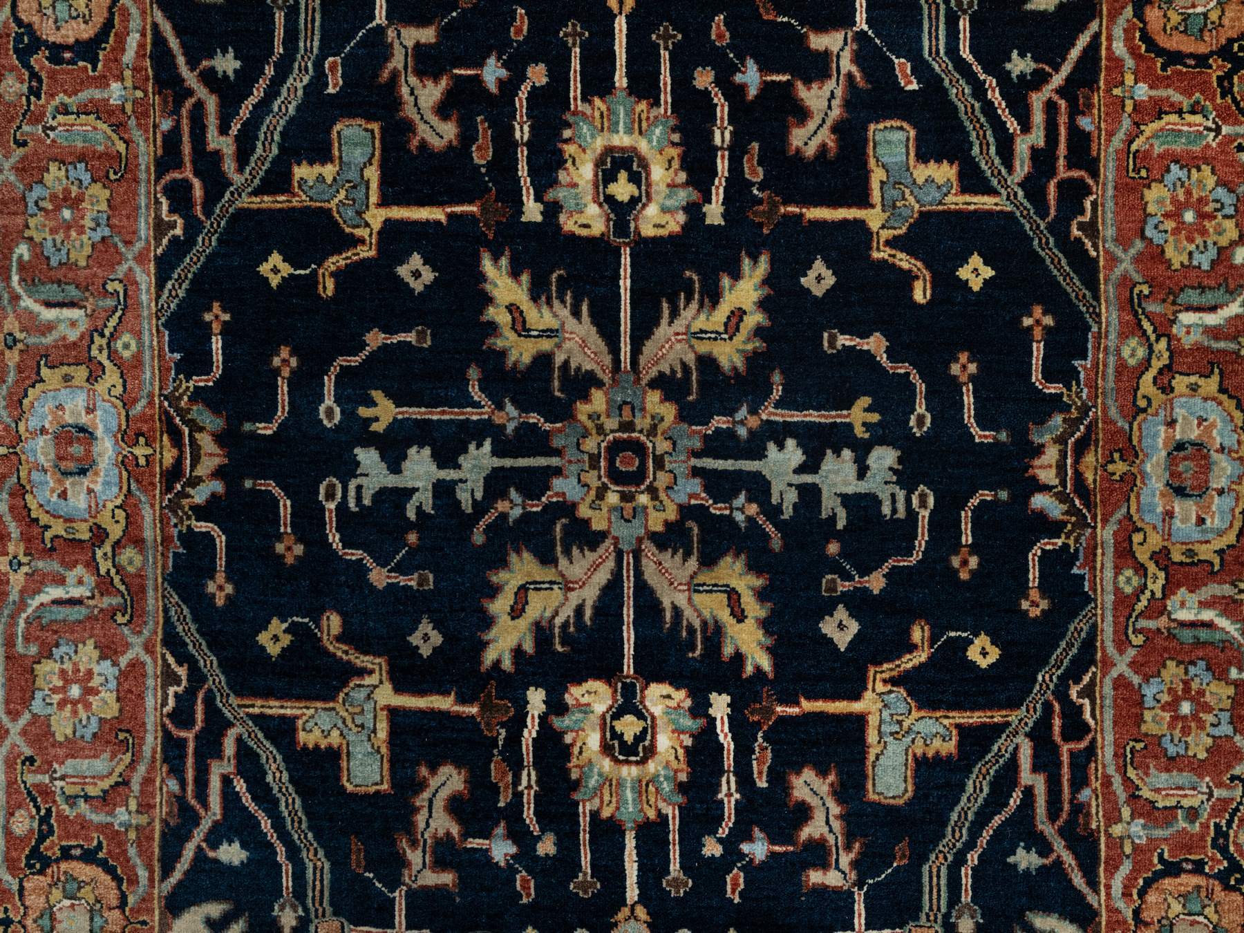 Heriz Traditional hand-knotted wool runner in Blue, 4'2" x 8'1", SKU O091110
