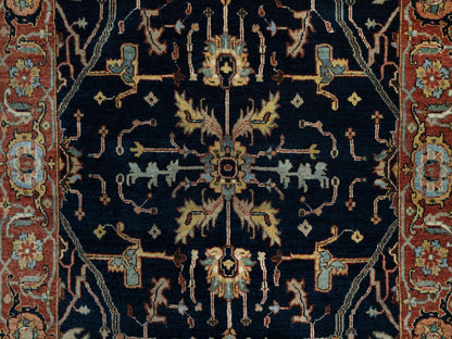 Heriz Traditional hand-knotted wool runner in Blue, 4'2" x 8'1", SKU O091110