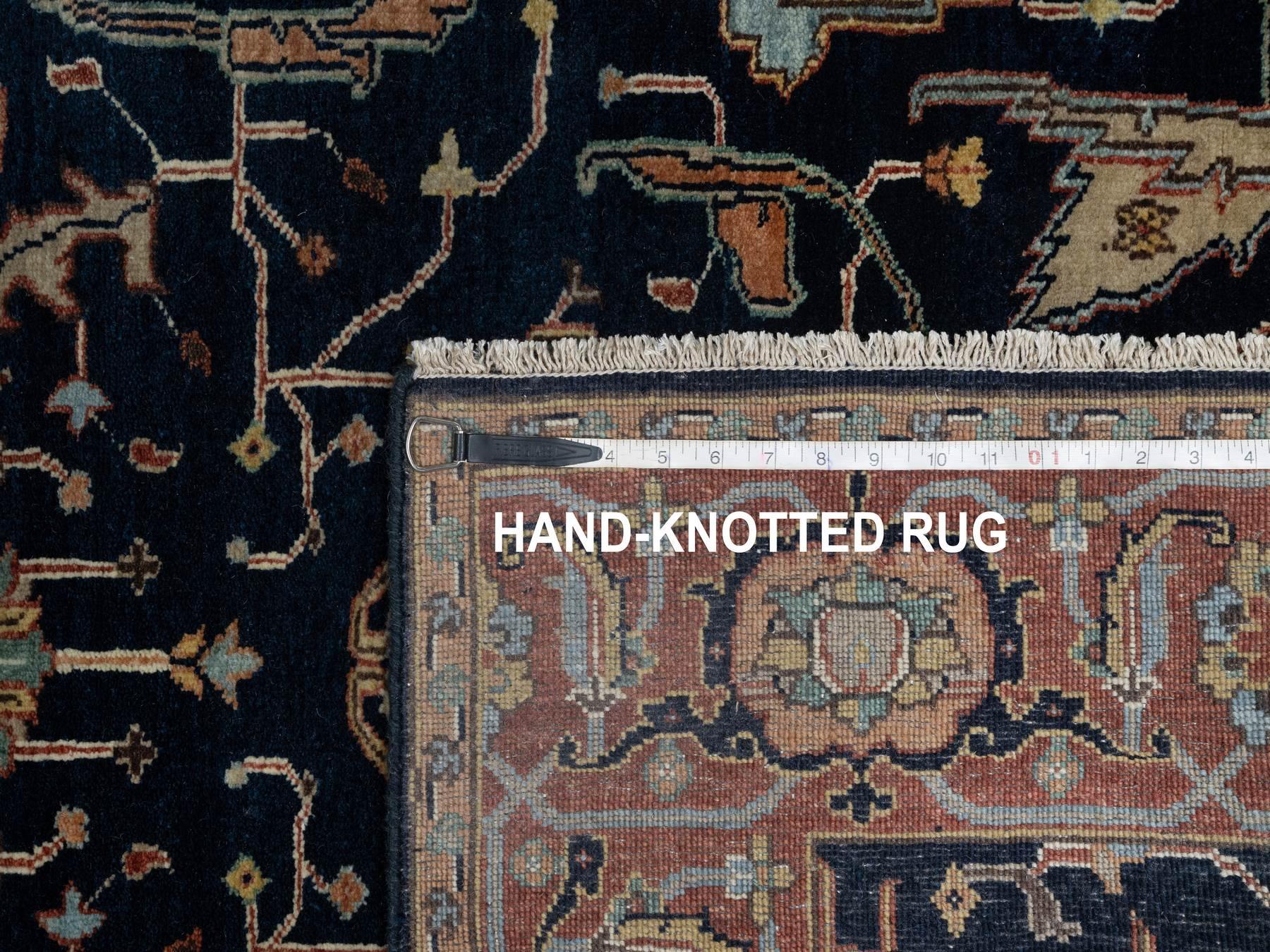 Heriz Traditional hand-knotted wool runner in Blue, 4'2" x 8'1", SKU O091110