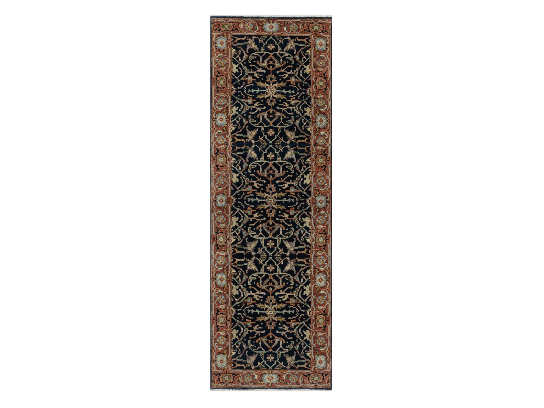 Heriz Traditional hand-knotted wool runner in Blue, 2'6" x 8'1", SKU O091113