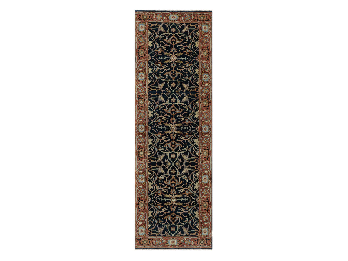 Heriz Traditional hand-knotted wool runner in Blue, 2'6" x 8'1", SKU O091113