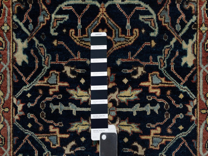 Blue 2'6" x 8'1" Heriz Hand knotted Wool Rug - Sku: O091113