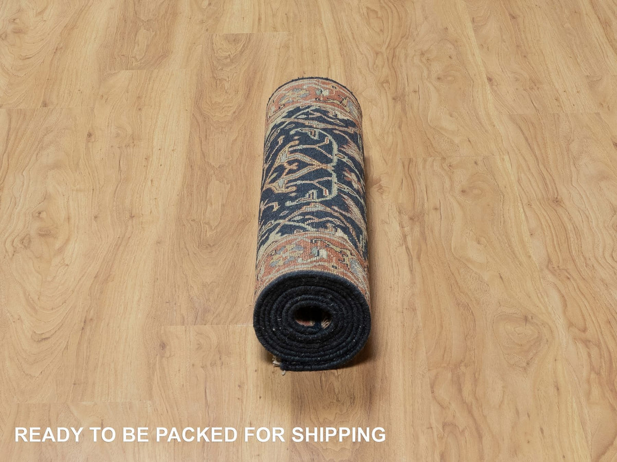 Heriz Traditional hand-knotted wool runner in Blue, 2'6" x 8'1", SKU O091113