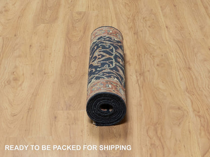 Heriz Traditional hand-knotted wool runner in Blue, 2'6" x 8'1", SKU O091113