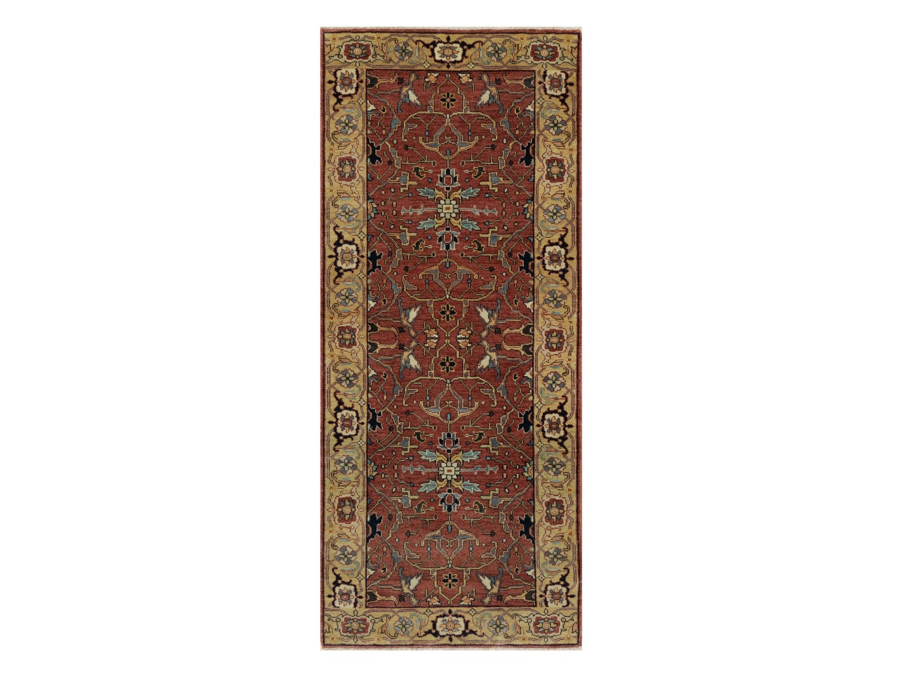 Red 2'7" x 6'1" Traditional Hand knotted Wool Rug - Sku: O091118