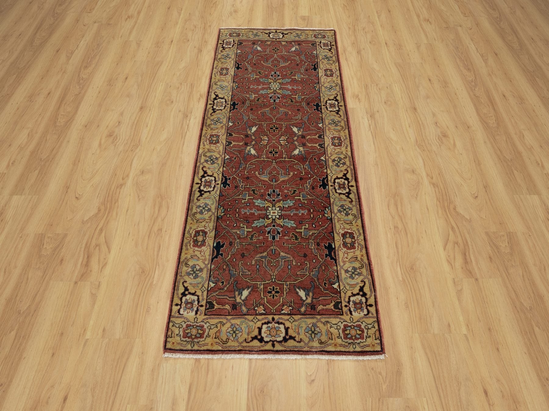 Red 2'7" x 6'1" Traditional Hand knotted Wool Rug - Sku: O091118