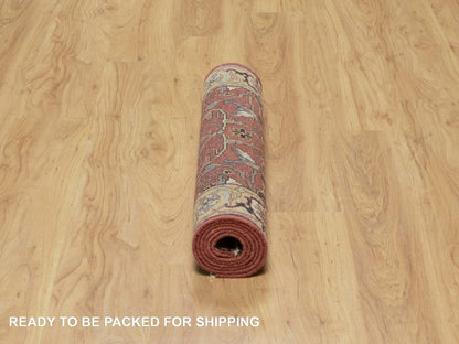 Red 2'7" x 6'1" Traditional Hand knotted Wool Rug - Sku: O091118