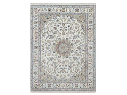 Ivory 8'10" x 12'4" Fine Oriental Hand knotted Wool/Silk Rug - Sku: O091124