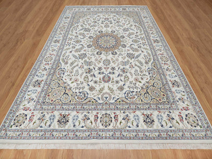 Ivory 8'10" x 12'4" Fine Oriental Hand knotted Wool/Silk Rug - Sku: O091124