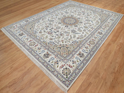 Ivory 8'10" x 12'4" Fine Oriental Hand knotted Wool/Silk Rug - Sku: O091124