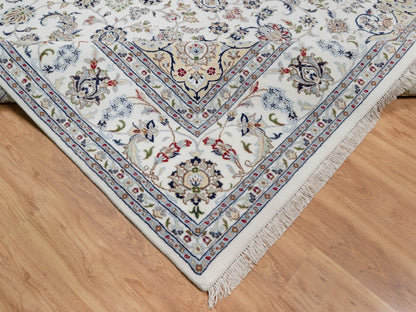 Ivory 8'10" x 12'4" Fine Oriental Hand knotted Wool/Silk Rug - Sku: O091124