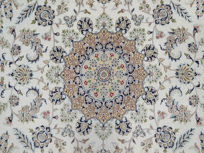 Ivory 8'10" x 12'4" Fine Oriental Hand knotted Wool/Silk Rug - Sku: O091124