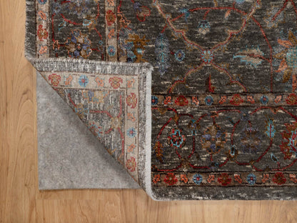 Transitional hand-knotted wool/silk rug in Brown, 5'0" x 7'0", SKU O091133