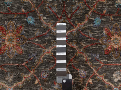 Transitional hand-knotted wool/silk rug in Brown, 5'0" x 7'0", SKU O091133