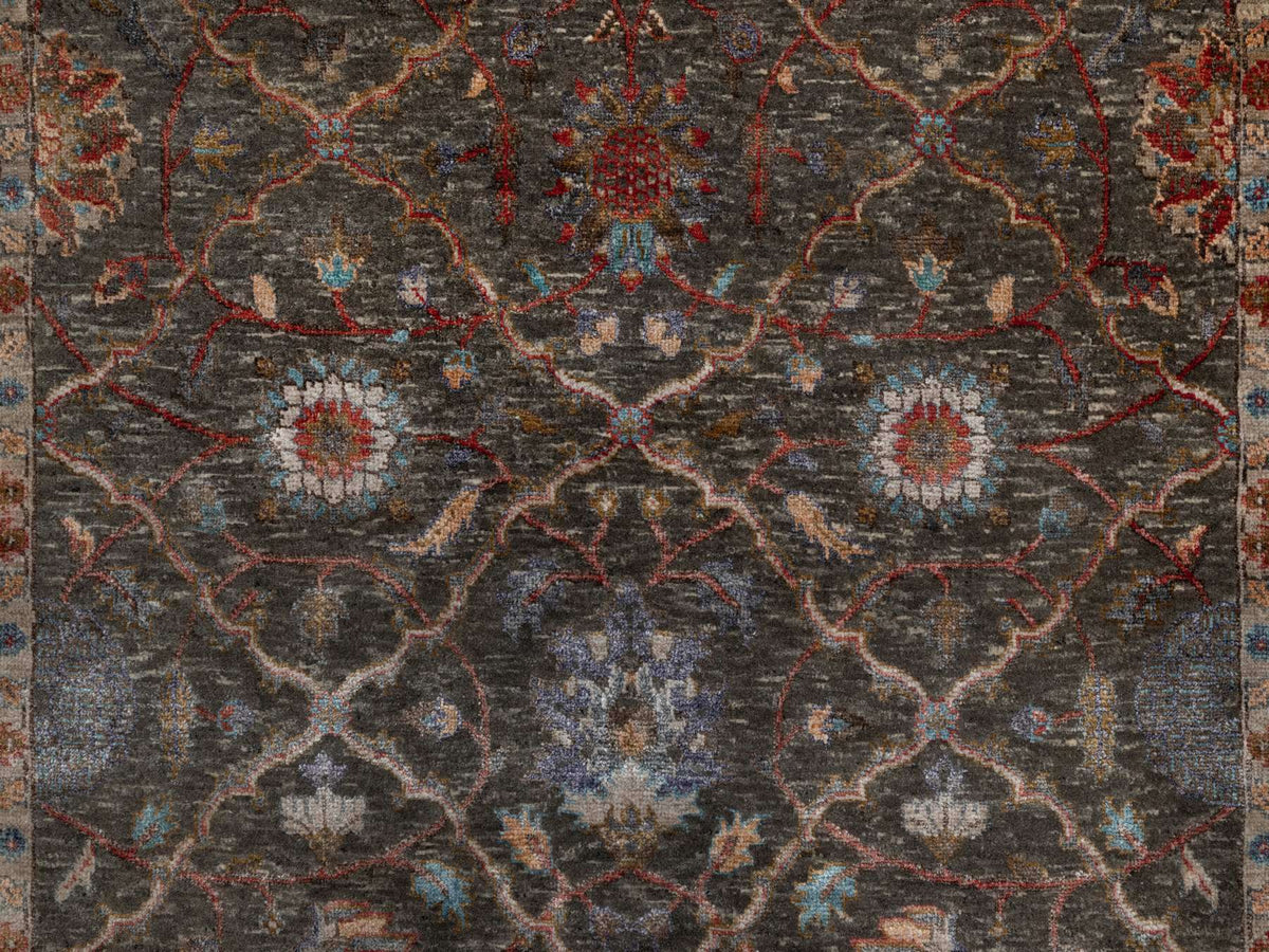 Transitional hand-knotted wool/silk rug in Brown, 5'0" x 7'0", SKU O091133