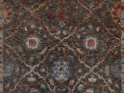 Transitional hand-knotted wool/silk rug in Brown, 5'0" x 7'0", SKU O091133