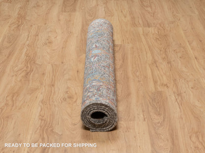 Transitional hand-knotted wool/silk rug in Brown, 5'0" x 7'0", SKU O091133